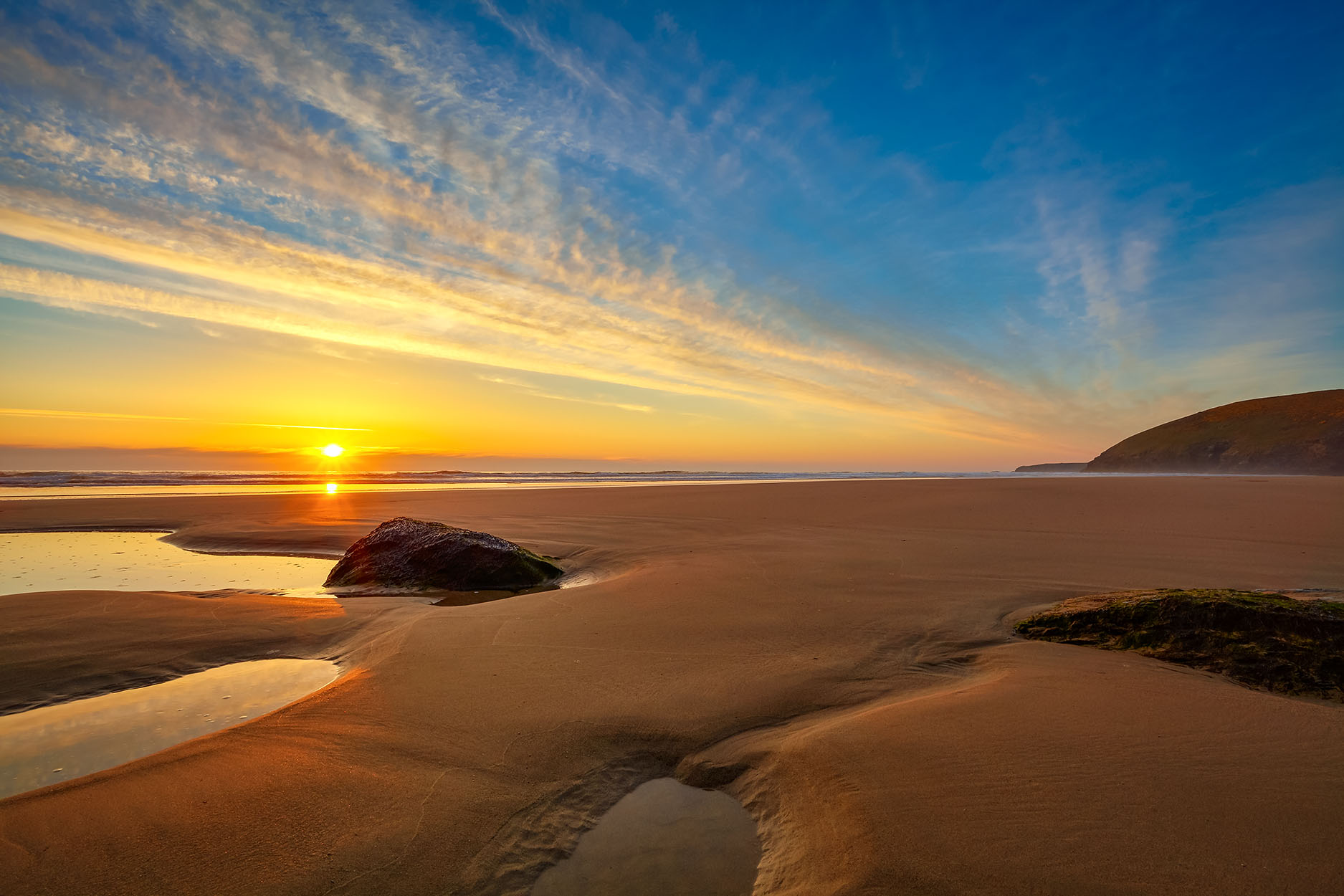 Cornwall Landschaftsfotografie England Strand Ebbe Mawgan Porth Lizenz Print Druck Leinen Digitaldruck Landschaftsfotografie Bild Art-Prin Dibond Alu-Verbund