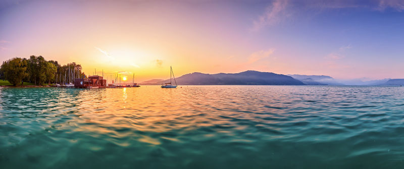 attersee, oberösterreich, salzkammergut, segelboot, litzlberg, morgenstimmung, abendrot, meer, sonne, himmel, wasser, ozean, sonnenaufgang, landschaft, natur, orange, cloud, beach, horizont, abend, abenddämmerung, licht, see, rot, schön, sommer, fluss, boot, dawn